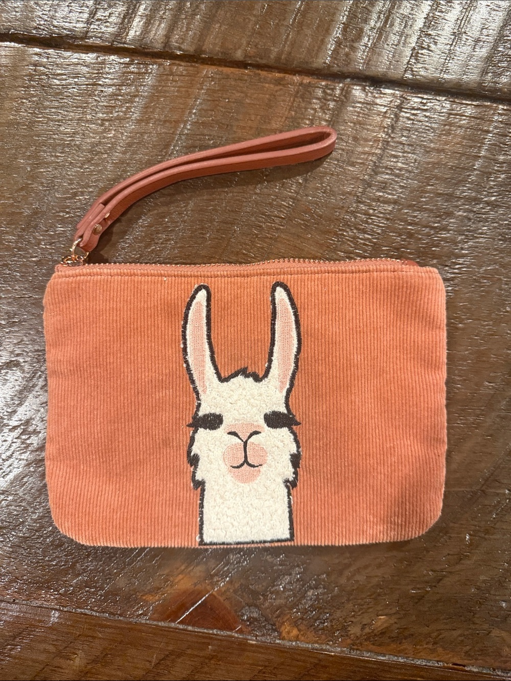 Old Navy Coral Llama Wristlet Pouch